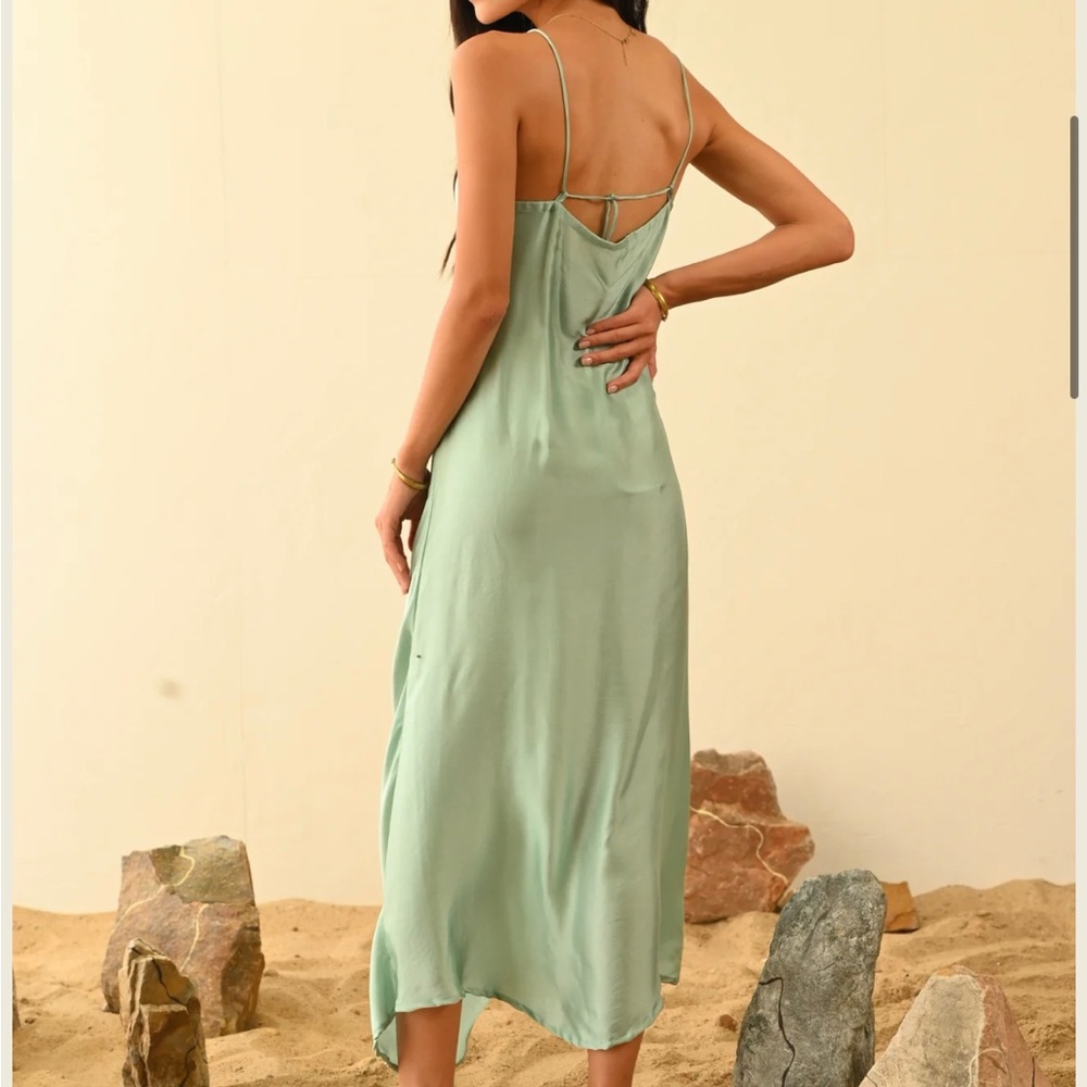 The White Raven Bias cut Vegan Silk Slip Dress 💗 Champagne S 🥂boho - Picture 13 of 14